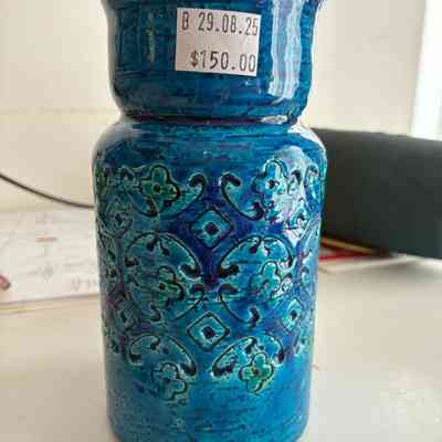 1.9.25b Vintage Bitossi Spagnolo Vase – Aldo Londi Design, Rimini Blue