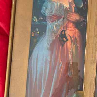 23.7.25a Framed 1926 Yard Long Pompeian Beauty Panel – Lovers by Gene Pressler