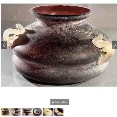 Vintage Murano Scavo Glass Vase with Label