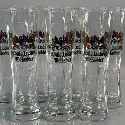 Set of 7, 0.5L König Ludwig Weissbier Glasses: Bavarian Brewing Heritage