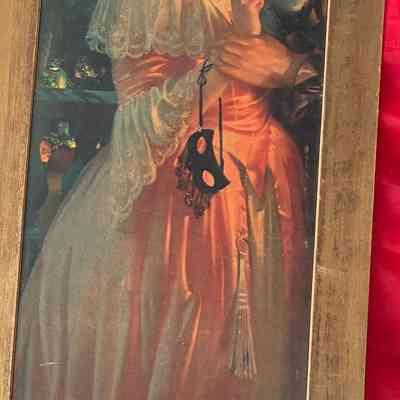 23.7.25b 1926 Yard Long Pompeian Beauty Panel – Lovers at Masquerade by Gene Pressler