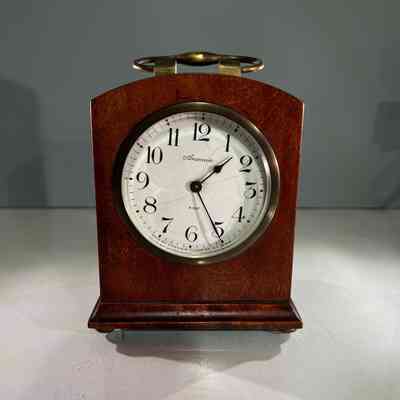 3.12.25a Vintage Ansonia 8 Day Wooden Mantel Clock