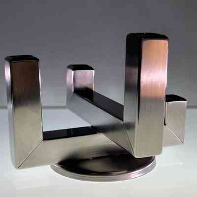 21.4.25b Vintage Stainless Steel Designer Modernist Candle Holder