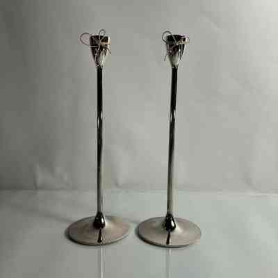 2.10.25d Vera Wang for Wedgwood “Love Knots” Silver-Plated Candle Holders – Pair