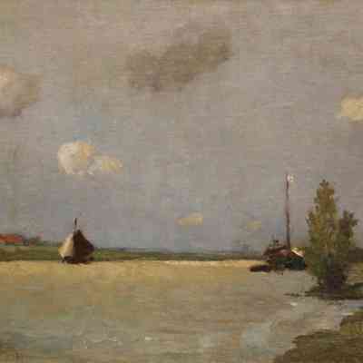 Untitled (River Scene with Sailboats)