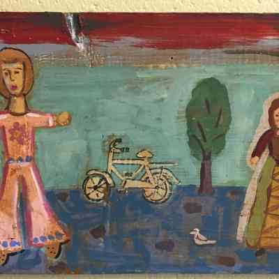 Women in Landscape with Bicycle