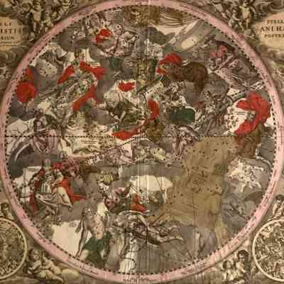 Stella Ani Haemi Posterius Coeli Christi Sphaerium - Celestial Chart with Constellations Shown according to Christian Symbolism (after Andreas Cellarius)
