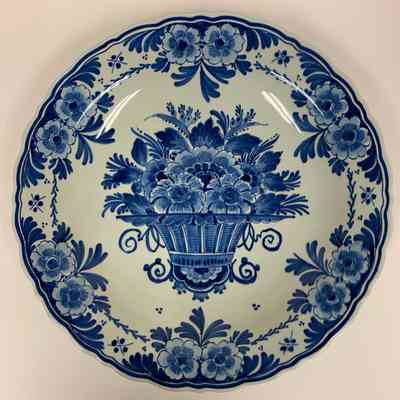 Plate with Basket of Flowers and Flower Rim