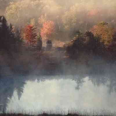 Autumn Pond with Morning Mist