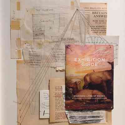 Untitled (Exhibition Guide: Michigan - Land of Riches; Reexamining the Old Grand Rapids Public Museum, diagram, thread, pins)