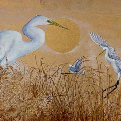 Three White Cranes