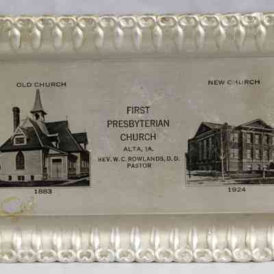 17,512 - CHURCH TIN TRAY - 1ST PRESBYTERIAN CHURCH