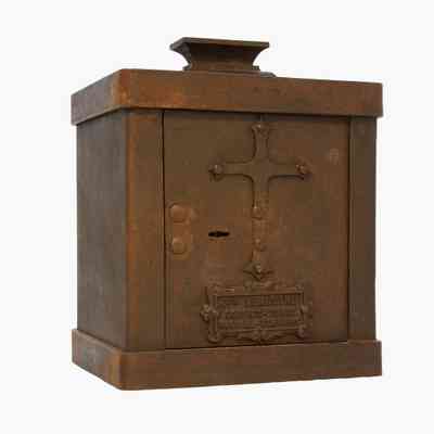 3001 - FRENCH, PUBLIC, CAST IRON BENEVOLENCE GIVING BOX