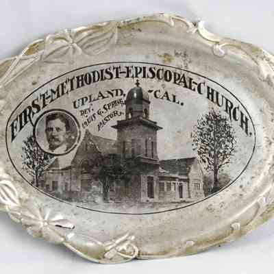 17,525 - CHURCH TIN TRAY. FIRST METHODIST EPISCOPAL CHURCH