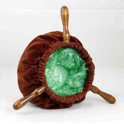 13,506 - OFFERING BAG WITH TRI-ROLLED WOOD HANDLES