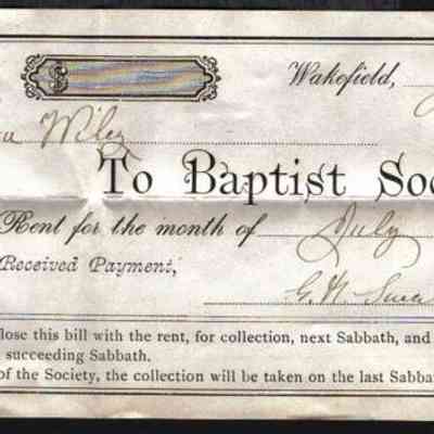 1875 – H1 - H5	RECEIPT FOR PEW RENT: WAKEFIELD BAPTIST SOCIETY