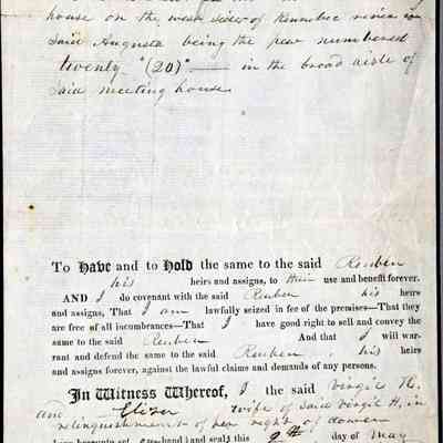 1845 – B	PEW OWNERSHIP DEED SOLD, AUGUSTA, MAINE