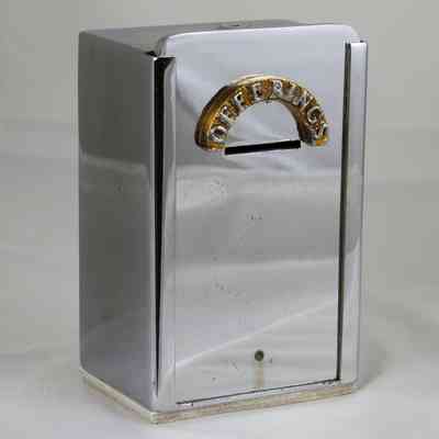 28,009 - WALL HUNG, POLISHED STEEL OFFERING BOX