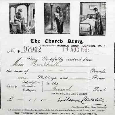 1936 – C	CHILDREN’S GIFT TO THE CHURCH ARMY GENERAL FUND