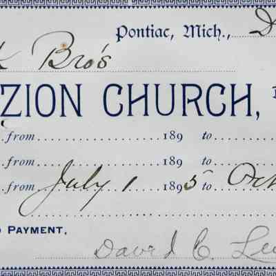 1895 – F RECEIPT: PEW RENT & ESTATE ASSESSMENT COMPARED TO ORIGINAL PLEDGE