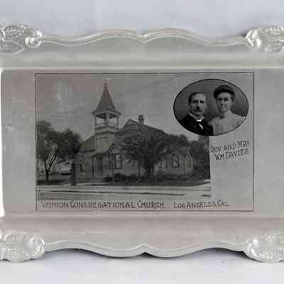 17,542 - CHURCH TIN TRAY. VERNON CONGREGATIONAL CHURCH