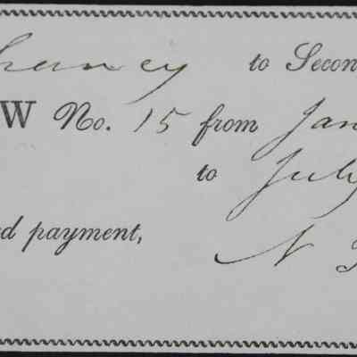 1844 – B	RECEIPTS FOR BAPTIST CHURCH PEW RENT / TAX