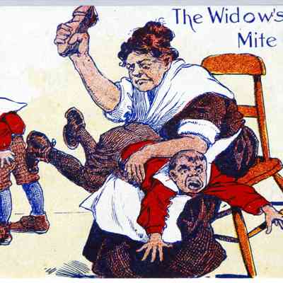 1907 – G	THE WIDOW’S “MIGHT” MITE; CHURCH HUMOR POSTCARD