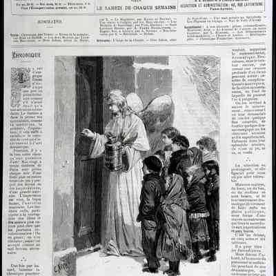 1882 - B	ALMS BEGGING CHILDREN WITH AN ANGEL FRIEND