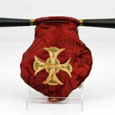 13,515 - OFFERING BAG WITH OPPOSING HANDLES & MUTED EMBROIDERY GOLD INSIGNIA