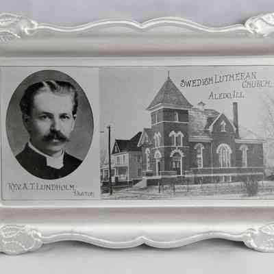 17,520 - CHURCH TIN TRAY. SWEDISH LUTHERAN CHURCH