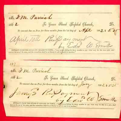 1862 – C	PEW RENT RECEIPT