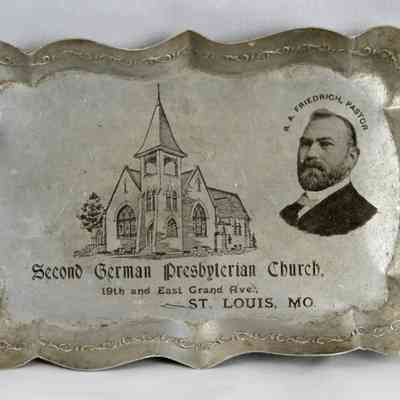 17,539 - CHURCH TIN TRAY. SECOND GERMAN PRESBYTERIAN CHURCH