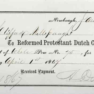 1867 – A	HALF-YEAR RECEIPT FOR CHURCH PEW RENT