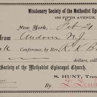 1890 – F	RECEIPT FOR DONATION TO MISSIONARY SOCIETY
