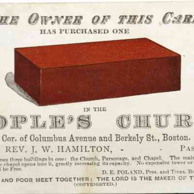 1884 – B	PURCHASE CARD FOR A BRICK TO BUILD THE PEOPLE’S CHURCH