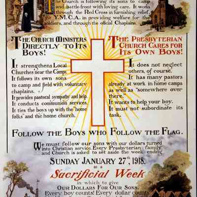 1915-18 Z5	WW1 POSTER: THE CHURCH DOES CARE”. OUR DOLLARS FOR OUR SONS WEEK