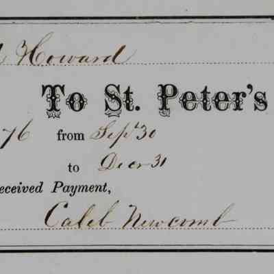 1869 – D	QUARTERLY RECEIPT FOR CHURCH PEW RENT