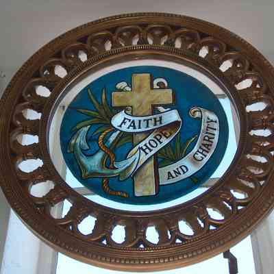 20,513 - FAITH, HOPE, & CHARITY COLOR CHURCH, STAINED GLASS WINDOW