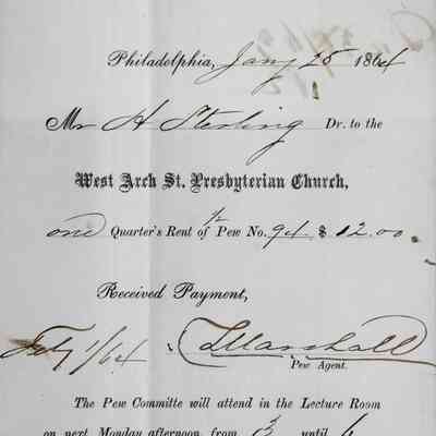 1864 – C	CHURCH PEW QUARTERLY TAX BILL