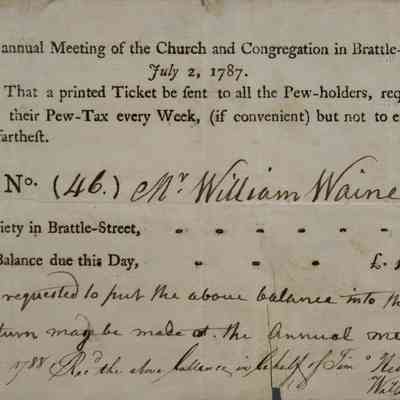 1787 – A	TAX BILL FOR MR. WILLIAM WAINE FOR PEW NUMBER 46