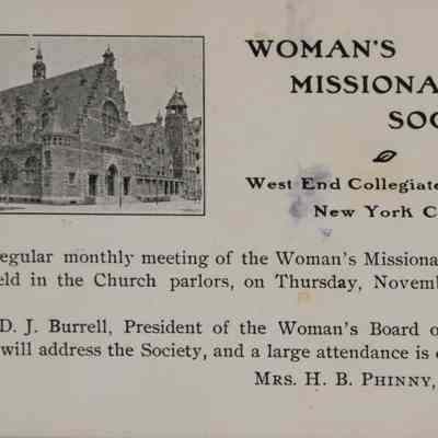 1889 – D	WOMEN’S MISSIONARY SOCIETY MEETING ANNOUNCEMENT