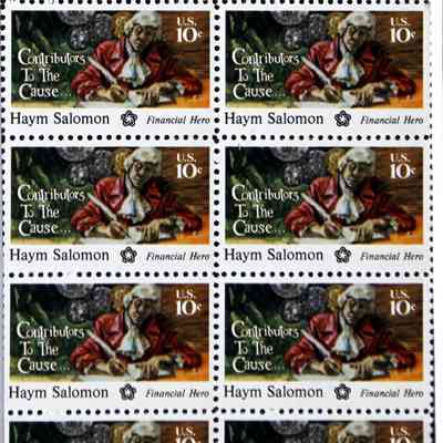 1976 – A	HAYM SALOMON, JEWISH AMERICAN STEWARD- REVOLUTIONARY WAR HERO: PLATE BLOCK