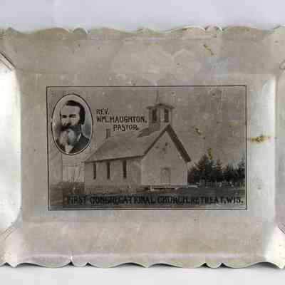 17,524 - CHURCH TIN TRAY. FIRST CONGREGATIONAL CHURCH