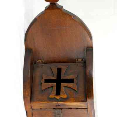 28,012 - WALL HUNG GIVING BOX WITH MALTESE CROSS TOP