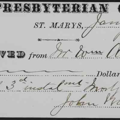 1888 – G	QUARTERLY PEW RENT RECEIPT