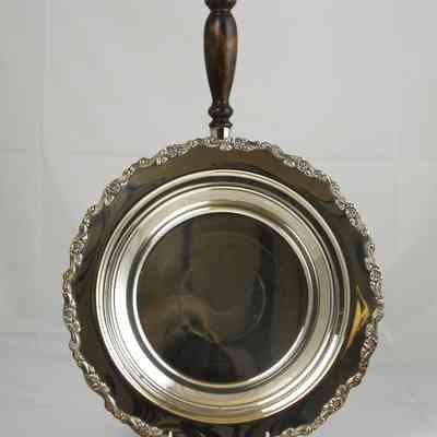 14501 - SHORT HANDLE OFFERTORY CIRCULAR SILVER PLATE