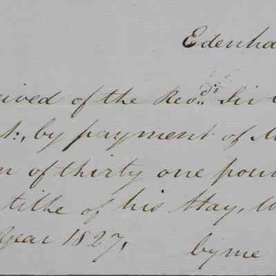 1827 – A	RECEIPT FOR TITHE TAX ON HAY, WOOL AND LAMB LIVESTOCK