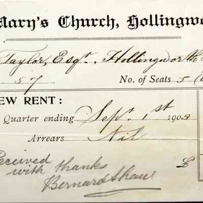 1903 – G	PEW RENT RECEIPT ST. MARY’S CHURCH, HOLLINGSWORTH