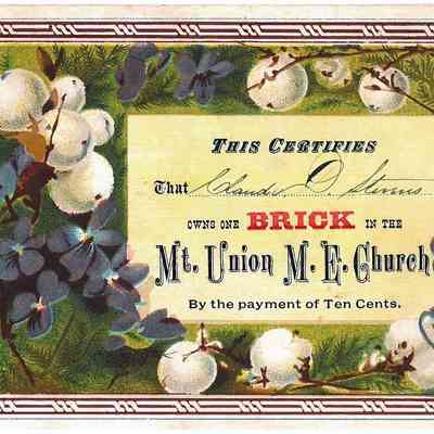 1902 – B	OWNER OF ONE BRICK IN MOUNT UNION M.E. CHURCH