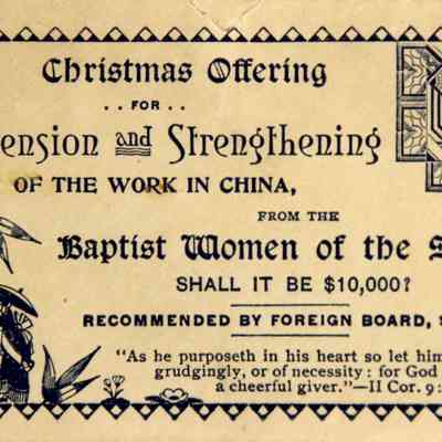 1894 – D 2: 2ND ORIGINAL: LOTTIE MOON OFFERING ENVELOPE (two owned in the KGC)